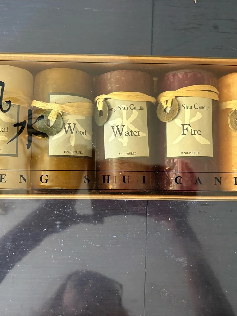 Feng Shui Candle Set - Water & Fire (Red/Burgundy & Brown/Gold)